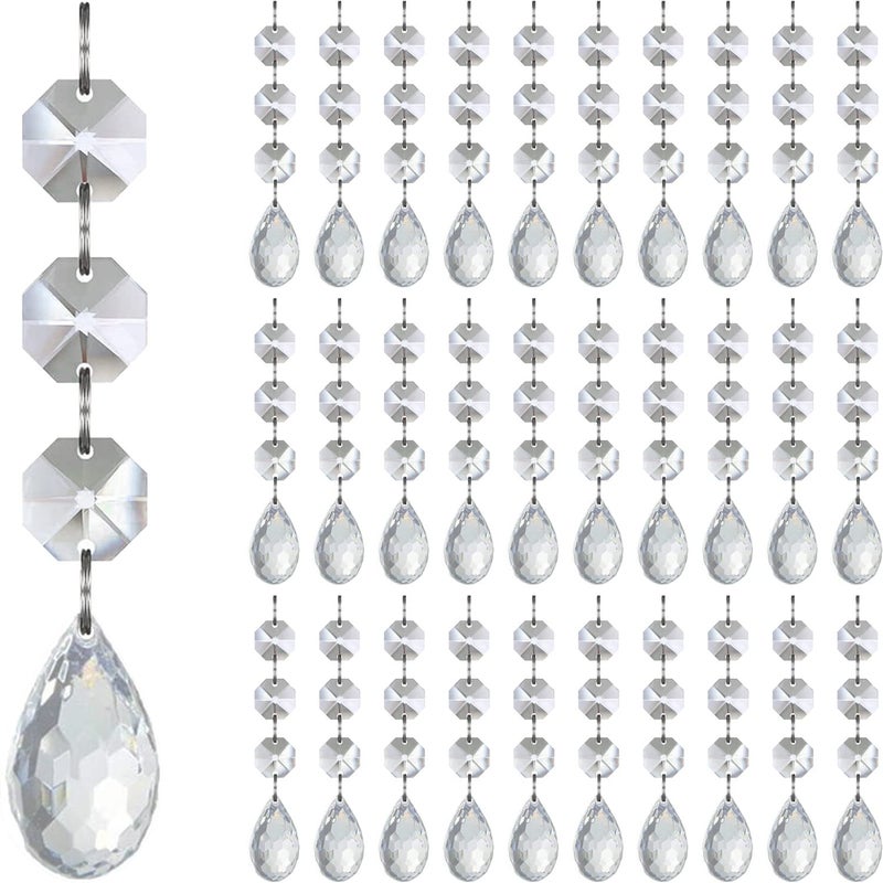 جيشي Jishi 30pk شجرة عيد الميلاد الديكور الكريستال عيد الميلاد الحلي كرات شنقا واضح البلاستيك الاكريليك الكرة الحلي لشجرة عيد الميلاد الكرة قطرة قلادة ث / حبات الكريستال عطلة ديكور حزب اللوازم - Image 1